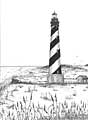 Hatteras Light - Ballpoint pen artwork by Vincent Whitehead